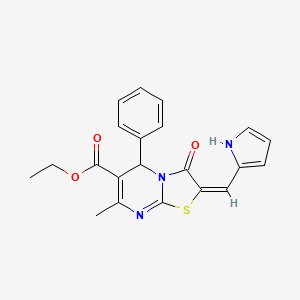 molecular formula C21H19N3O3S B5497606 ethyl 7-methyl-3-oxo-5-phenyl-2-(1H-pyrrol-2-ylmethylene)-2,3-dihydro-5H-[1,3]thiazolo[3,2-a]pyrimidine-6-carboxylate 
