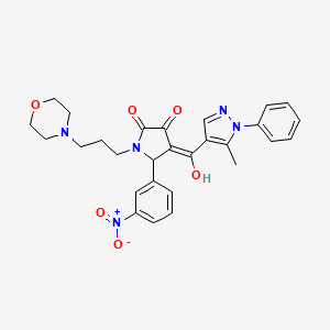 molecular formula C28H29N5O6 B5497637 3-hydroxy-4-[(5-methyl-1-phenyl-1H-pyrazol-4-yl)carbonyl]-1-[3-(4-morpholinyl)propyl]-5-(3-nitrophenyl)-1,5-dihydro-2H-pyrrol-2-one 