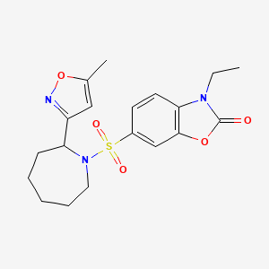 molecular formula C19H23N3O5S B5497690 3-ethyl-6-{[2-(5-methyl-3-isoxazolyl)-1-azepanyl]sulfonyl}-1,3-benzoxazol-2(3H)-one 