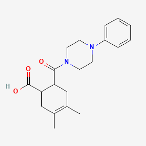 3,4-dimethyl-6-[(4-phenyl-1-piperazinyl)carbonyl]-3-cyclohexene-1-carboxylic acid