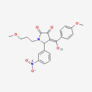 molecular formula C22H22N2O7 B5497698 3-hydroxy-4-(4-methoxybenzoyl)-1-(3-methoxypropyl)-5-(3-nitrophenyl)-1,5-dihydro-2H-pyrrol-2-one 