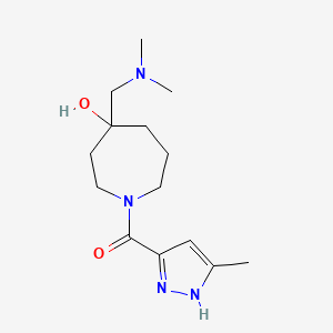 molecular formula C14H24N4O2 B5497799 4-[(dimethylamino)methyl]-1-[(3-methyl-1H-pyrazol-5-yl)carbonyl]-4-azepanol 