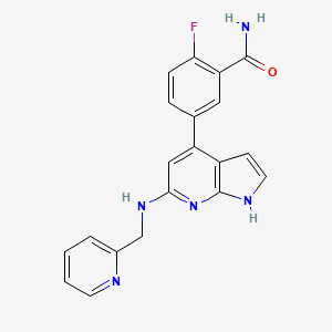 molecular formula C20H16FN5O B5497825 2-fluoro-5-{6-[(pyridin-2-ylmethyl)amino]-1H-pyrrolo[2,3-b]pyridin-4-yl}benzamide 