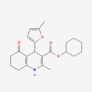 molecular formula C22H27NO4 B5497881 cyclohexyl 2-methyl-4-(5-methyl-2-furyl)-5-oxo-1,4,5,6,7,8-hexahydro-3-quinolinecarboxylate 