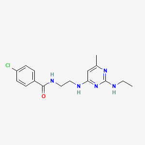 molecular formula C16H20ClN5O B5497963 4-chloro-N-(2-{[2-(ethylamino)-6-methyl-4-pyrimidinyl]amino}ethyl)benzamide 