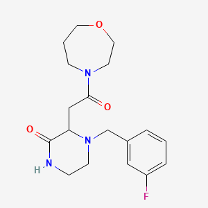 molecular formula C18H24FN3O3 B5497971 4-(3-fluorobenzyl)-3-[2-(1,4-oxazepan-4-yl)-2-oxoethyl]-2-piperazinone 