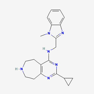 molecular formula C20H24N6 B5498021 2-cyclopropyl-N-[(1-methyl-1H-benzimidazol-2-yl)methyl]-6,7,8,9-tetrahydro-5H-pyrimido[4,5-d]azepin-4-amine 
