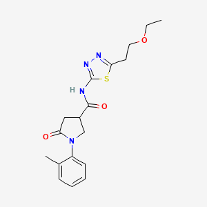 molecular formula C18H22N4O3S B5498103 N-[5-(2-ethoxyethyl)-1,3,4-thiadiazol-2-yl]-1-(2-methylphenyl)-5-oxo-3-pyrrolidinecarboxamide 