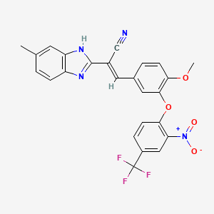 molecular formula C25H17F3N4O4 B5498193 3-{4-methoxy-3-[2-nitro-4-(trifluoromethyl)phenoxy]phenyl}-2-(5-methyl-1H-benzimidazol-2-yl)acrylonitrile 