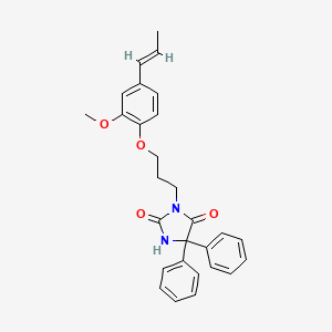 molecular formula C28H28N2O4 B5498253 3-{3-[2-methoxy-4-(1-propen-1-yl)phenoxy]propyl}-5,5-diphenyl-2,4-imidazolidinedione 