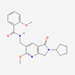 molecular formula C22H25N3O4 B5498281 N-[(6-cyclopentyl-2-methoxy-5-oxo-6,7-dihydro-5H-pyrrolo[3,4-b]pyridin-3-yl)methyl]-2-methoxybenzamide 