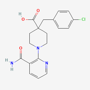 molecular formula C19H20ClN3O3 B5498309 1-[3-(aminocarbonyl)pyridin-2-yl]-4-(4-chlorobenzyl)piperidine-4-carboxylic acid 