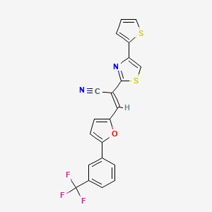 molecular formula C21H11F3N2OS2 B5498329 2-[4-(2-thienyl)-1,3-thiazol-2-yl]-3-{5-[3-(trifluoromethyl)phenyl]-2-furyl}acrylonitrile 