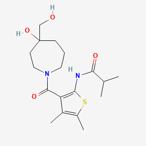 molecular formula C18H28N2O4S B5498385 N-(3-{[4-hydroxy-4-(hydroxymethyl)-1-azepanyl]carbonyl}-4,5-dimethyl-2-thienyl)-2-methylpropanamide 