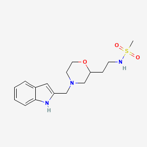molecular formula C16H23N3O3S B5498393 N-{2-[4-(1H-indol-2-ylmethyl)morpholin-2-yl]ethyl}methanesulfonamide 