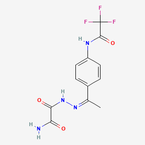 molecular formula C12H11F3N4O3 B5498411 N-(4-{N-[amino(oxo)acetyl]ethanehydrazonoyl}phenyl)-2,2,2-trifluoroacetamide 