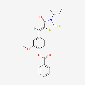 molecular formula C22H21NO4S2 B5498429 4-[(3-sec-butyl-4-oxo-2-thioxo-1,3-thiazolidin-5-ylidene)methyl]-2-methoxyphenyl benzoate 