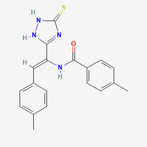 molecular formula C19H18N4OS B5498440 N-[1-(5-mercapto-4H-1,2,4-triazol-3-yl)-2-(4-methylphenyl)vinyl]-4-methylbenzamide 