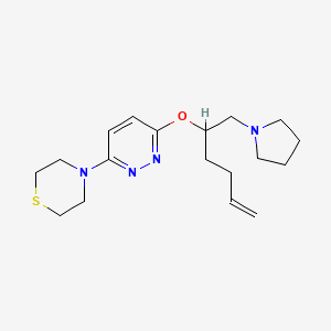molecular formula C18H28N4OS B5498477 4-(6-{[(2S,5R)-5-(pyrrolidin-1-ylmethyl)tetrahydrofuran-2-yl]methyl}pyridazin-3-yl)thiomorpholine 