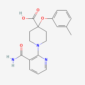 molecular formula C19H21N3O4 B5498564 1-[3-(aminocarbonyl)pyridin-2-yl]-4-(3-methylphenoxy)piperidine-4-carboxylic acid 