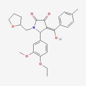 molecular formula C26H29NO6 B5498593 5-(4-ethoxy-3-methoxyphenyl)-3-hydroxy-4-(4-methylbenzoyl)-1-(tetrahydro-2-furanylmethyl)-1,5-dihydro-2H-pyrrol-2-one 