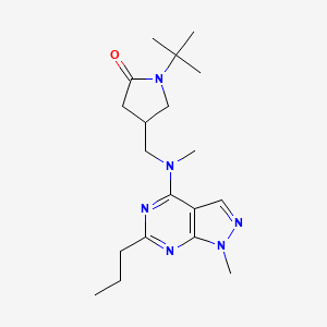 molecular formula C19H30N6O B5498602 1-tert-butyl-4-{[methyl(1-methyl-6-propyl-1H-pyrazolo[3,4-d]pyrimidin-4-yl)amino]methyl}-2-pyrrolidinone 