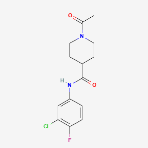 molecular formula C14H16ClFN2O2 B5498649 1-acetyl-N-(3-chloro-4-fluorophenyl)-4-piperidinecarboxamide 