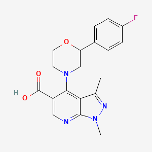 4-[2-(4-fluorophenyl)morpholin-4-yl]-1,3-dimethyl-1H-pyrazolo[3,4-b]pyridine-5-carboxylic acid