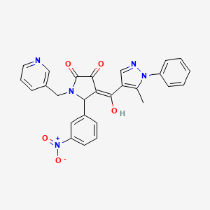 molecular formula C27H21N5O5 B5498672 3-hydroxy-4-[(5-methyl-1-phenyl-1H-pyrazol-4-yl)carbonyl]-5-(3-nitrophenyl)-1-(3-pyridinylmethyl)-1,5-dihydro-2H-pyrrol-2-one 