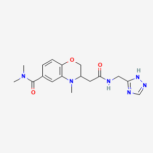 molecular formula C17H22N6O3 B5498722 N,N,4-trimethyl-3-{2-oxo-2-[(1H-1,2,4-triazol-3-ylmethyl)amino]ethyl}-3,4-dihydro-2H-1,4-benzoxazine-6-carboxamide 