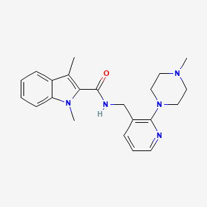 molecular formula C22H27N5O B5498744 1,3-dimethyl-N-{[2-(4-methylpiperazin-1-yl)pyridin-3-yl]methyl}-1H-indole-2-carboxamide 