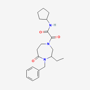 molecular formula C21H29N3O3 B5498762 2-(4-benzyl-3-ethyl-5-oxo-1,4-diazepan-1-yl)-N-cyclopentyl-2-oxoacetamide 
