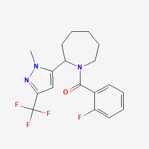 molecular formula C18H19F4N3O B5498780 1-(2-fluorobenzoyl)-2-[1-methyl-3-(trifluoromethyl)-1H-pyrazol-5-yl]azepane 