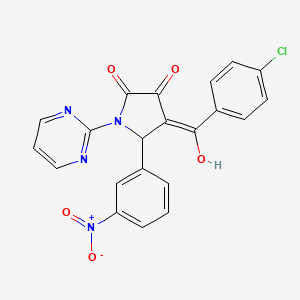molecular formula C21H13ClN4O5 B5498795 4-(4-chlorobenzoyl)-3-hydroxy-5-(3-nitrophenyl)-1-(2-pyrimidinyl)-1,5-dihydro-2H-pyrrol-2-one 