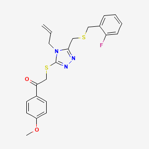 molecular formula C22H22FN3O2S2 B5498850 2-[(4-allyl-5-{[(2-fluorobenzyl)thio]methyl}-4H-1,2,4-triazol-3-yl)thio]-1-(4-methoxyphenyl)ethanone 