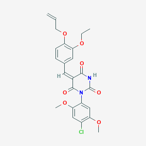 molecular formula C24H23ClN2O7 B5498871 5-[4-(allyloxy)-3-ethoxybenzylidene]-1-(4-chloro-2,5-dimethoxyphenyl)-2,4,6(1H,3H,5H)-pyrimidinetrione 