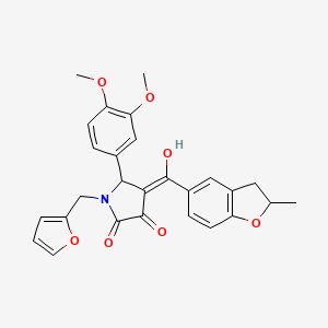 molecular formula C27H25NO7 B5498923 5-(3,4-dimethoxyphenyl)-1-(2-furylmethyl)-3-hydroxy-4-[(2-methyl-2,3-dihydro-1-benzofuran-5-yl)carbonyl]-1,5-dihydro-2H-pyrrol-2-one 