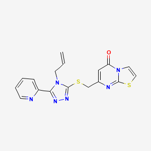 molecular formula C17H14N6OS2 B5498928 7-({[4-allyl-5-(2-pyridinyl)-4H-1,2,4-triazol-3-yl]thio}methyl)-5H-[1,3]thiazolo[3,2-a]pyrimidin-5-one 