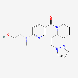 molecular formula C19H27N5O2 B5498944 2-{methyl[5-({2-[2-(1H-pyrazol-1-yl)ethyl]piperidin-1-yl}carbonyl)pyridin-2-yl]amino}ethanol 