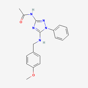 molecular formula C18H19N5O2 B5498955 N-{5-[(4-methoxybenzyl)amino]-1-phenyl-1H-1,2,4-triazol-3-yl}acetamide 