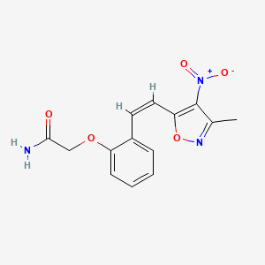 molecular formula C14H13N3O5 B5498966 2-{2-[2-(3-methyl-4-nitro-5-isoxazolyl)vinyl]phenoxy}acetamide 