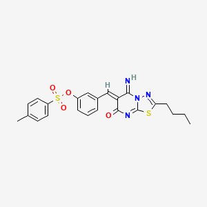 molecular formula C23H22N4O4S2 B5498970 3-[(2-butyl-5-imino-7-oxo-5H-[1,3,4]thiadiazolo[3,2-a]pyrimidin-6(7H)-ylidene)methyl]phenyl 4-methylbenzenesulfonate 