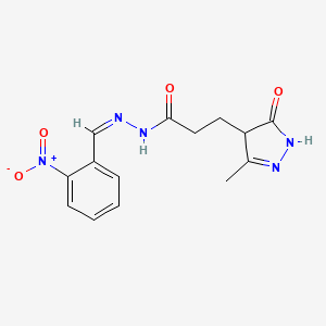 molecular formula C14H15N5O4 B5498971 3-(3-methyl-5-oxo-4,5-dihydro-1H-pyrazol-4-yl)-N'-(2-nitrobenzylidene)propanohydrazide 