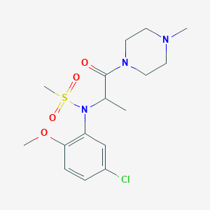 molecular formula C16H24ClN3O4S B5498982 N-(5-chloro-2-methoxyphenyl)-N-[1-methyl-2-(4-methyl-1-piperazinyl)-2-oxoethyl]methanesulfonamide 