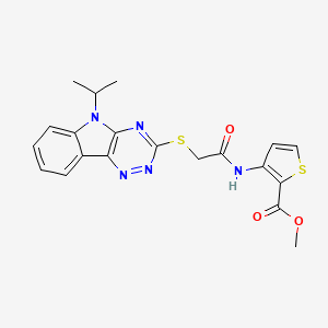 molecular formula C20H19N5O3S2 B5499043 methyl 3-({[(5-isopropyl-5H-[1,2,4]triazino[5,6-b]indol-3-yl)thio]acetyl}amino)thiophene-2-carboxylate 