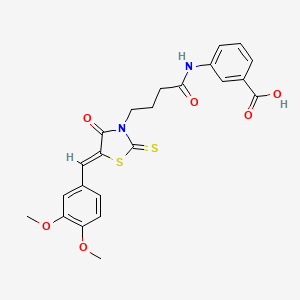 molecular formula C23H22N2O6S2 B5499071 3-({4-[5-(3,4-dimethoxybenzylidene)-4-oxo-2-thioxo-1,3-thiazolidin-3-yl]butanoyl}amino)benzoic acid 