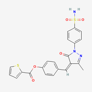 molecular formula C22H17N3O5S2 B5499085 4-({1-[4-(aminosulfonyl)phenyl]-3-methyl-5-oxo-1,5-dihydro-4H-pyrazol-4-ylidene}methyl)phenyl 2-thiophenecarboxylate 