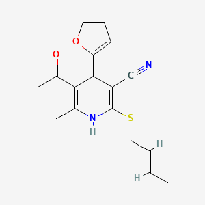 molecular formula C17H18N2O2S B5499105 5-acetyl-2-(2-buten-1-ylthio)-4-(2-furyl)-6-methyl-1,4-dihydro-3-pyridinecarbonitrile 