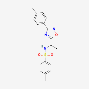 molecular formula C18H19N3O3S B5499138 4-methyl-N-{1-[3-(4-methylphenyl)-1,2,4-oxadiazol-5-yl]ethyl}benzenesulfonamide 