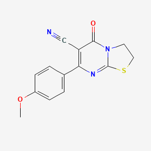 molecular formula C14H11N3O2S B5499151 7-(4-methoxyphenyl)-5-oxo-2,3-dihydro-5H-[1,3]thiazolo[3,2-a]pyrimidine-6-carbonitrile 